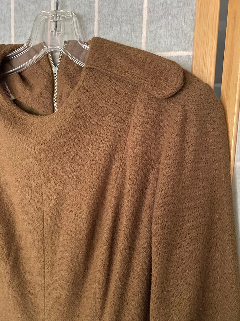 Vintage 1960\u2019s 1970\u2019s brown long sleeve Vicky Vaughn dress