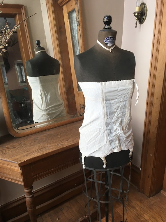 Vintage 1940s White Corset With Garters, Formfit Brand 