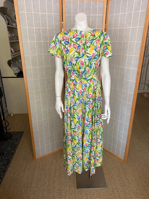 Vintage 1980’s colorful tulip culottes pantsuit, s