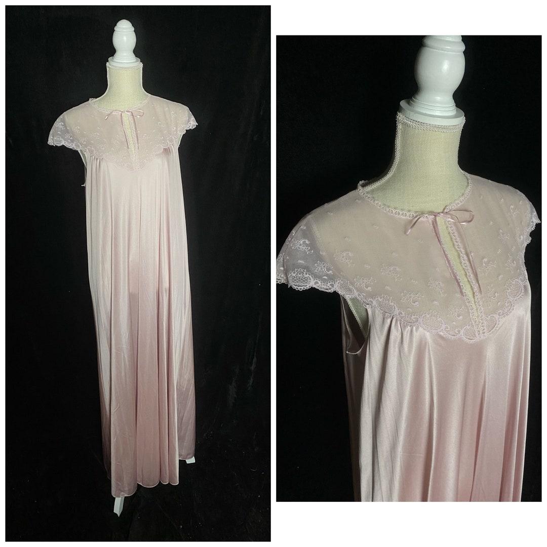 Vintage 1960s Mauve Pink Nylon Nightie Night Gown With Lace - Etsy