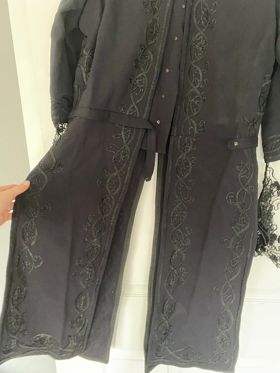 Vintage antique 1900’s black embroidered coat, si… - image 8