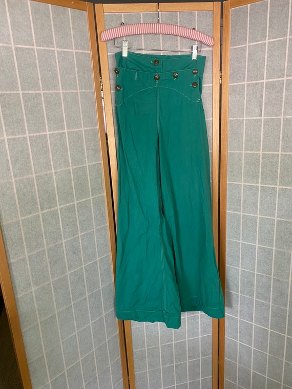 Vintage 1930's Green Wide Leg Beach Pants