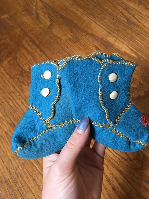 Vintage Blue Baby Booties - image 4