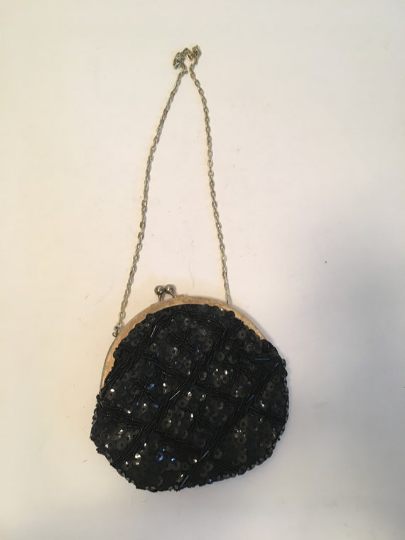 Vintage 1960's Black Beaded and Gold Fancy Evenin… - image 2