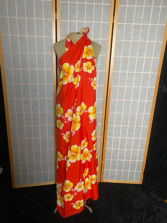 Vintage 1980’s bright orange hawaiian flower swim… - image 2