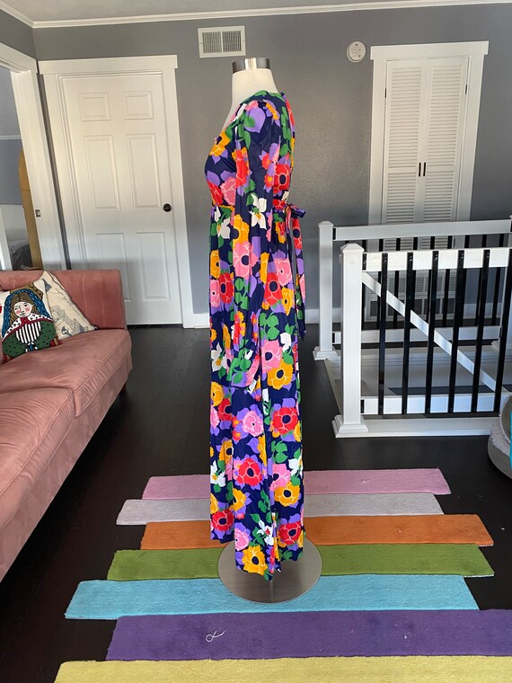 Vintage 1970’s colorful floral maxi dress with sq… - image 4