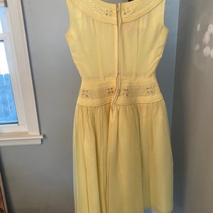 Vintage 1950's Butter Yellow Chiffon and Whinestone Dress, Size XS image 5