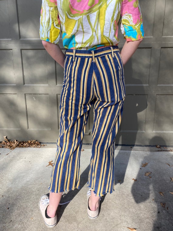 Vintage 1970’s yellow and blue striped denim pants