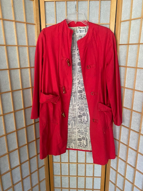 Vintage 1970’s red cotton jacket with novelty lini