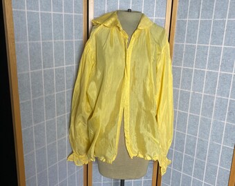 Vintage antique gold yellow silk puffy open shirt, size large