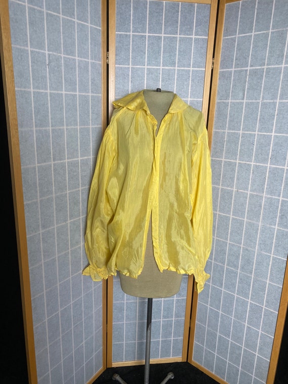 Vintage antique gold yellow silk puffy open shirt… - image 1