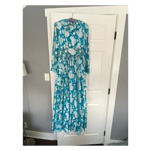 Vestido vintage azul y plateado de Oscar de la Renta de 1960, talla pequeña