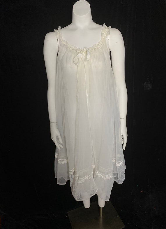 Vintage 1950’s sheer white nylon peignoir, nightie