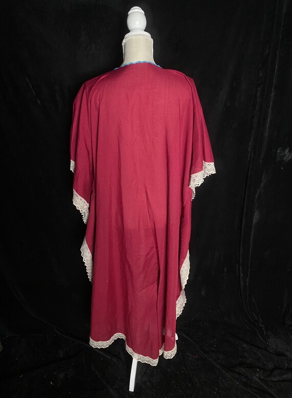 Vintage 1960’s 1970’s purple maroon kaftan mumu w… - image 7