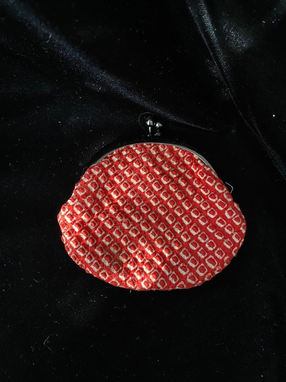 Vintage 1960 1970 Red and White Soft Coin Purse - image 1