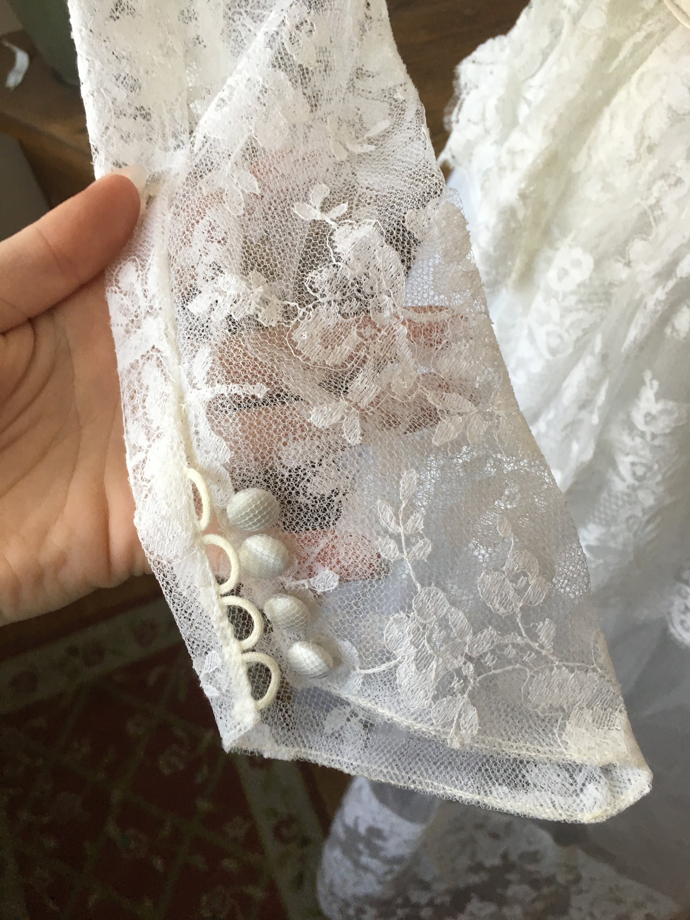 1950s Blush Tulle Lace Wedding Dress | XS/S