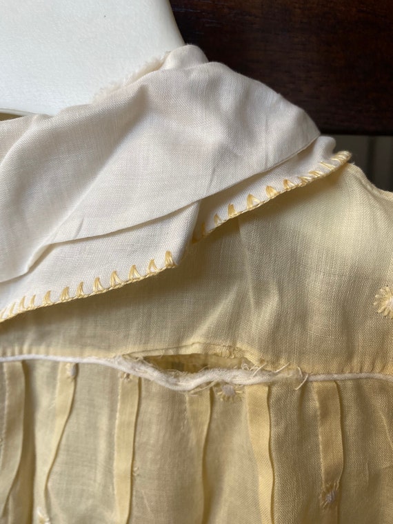 Antique Vintage Yellow and White Cotton Baby Girl… - image 7