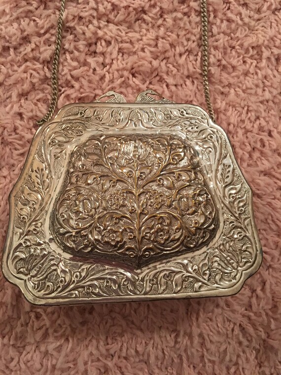 Vintage Silver Structured Purse, Handbag, Evening… - image 2