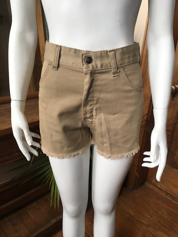 Vintage 1970's Tan Cutoff Shorts, size small - image 2