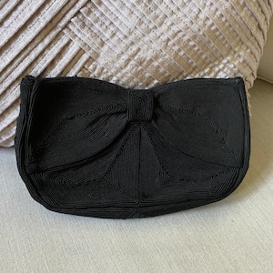 Vintage 1940's Black Cord Clutch Purse image 1