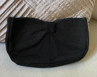 Vintage 1940's Black Cord Clutch Purse