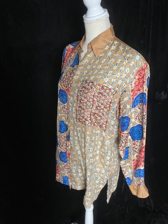 Vintage 1980’s brown, blue and red pattern long s… - image 2