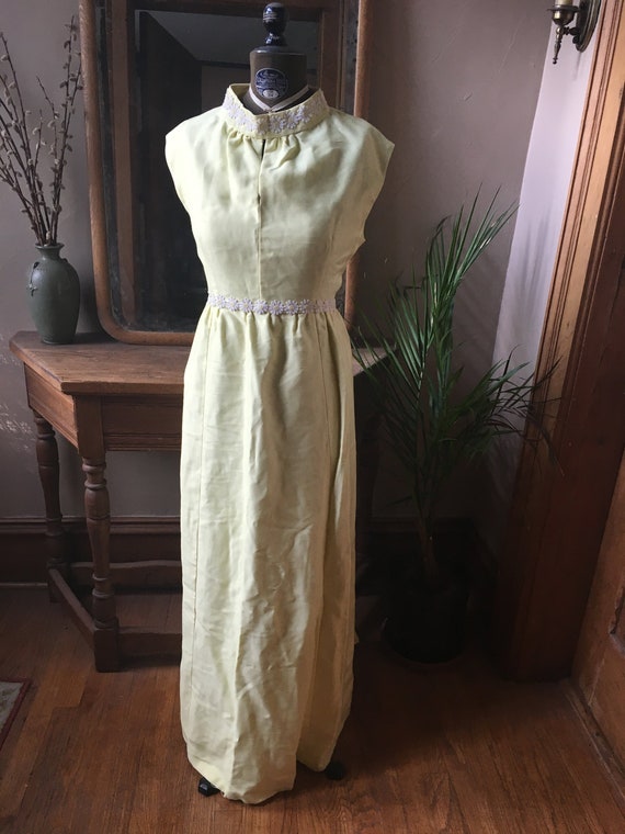 Vintage Yellow Maxi Daisy Flower Dress Etsy