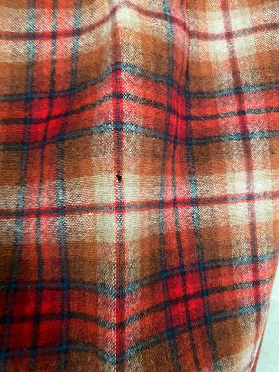 Vintage 1970’s red blue and brown plaid wool skirt - image 7