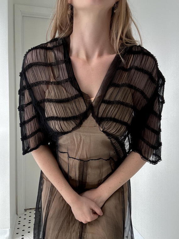 Vintage 1930’s 40’s sheer black gown, dress size … - image 6