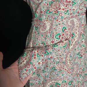Vintage 1940s colorful paisley zip front dress with built in waist tie, size small medium, Fleischman california image 5