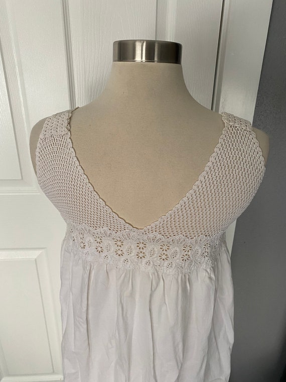 Antique 1900s white cotton nightgown with crochet - image 5