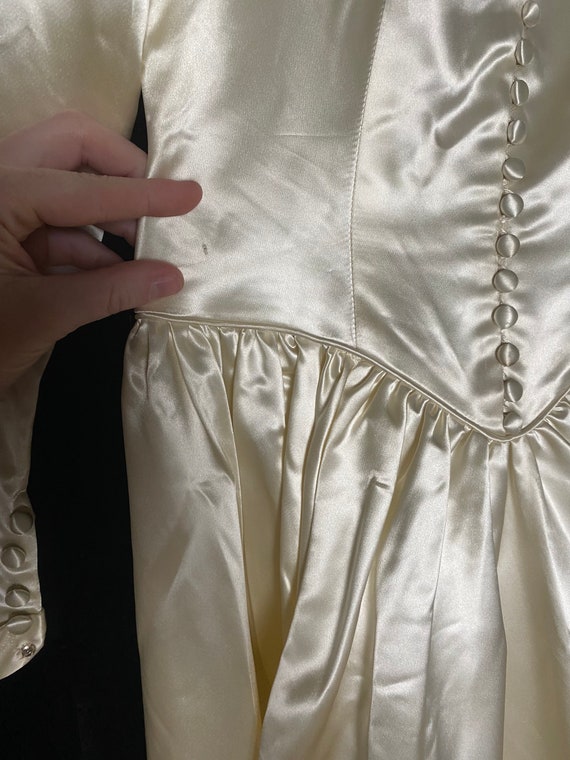 Vintage 1940s Light Gold Beaded Satin Gown
