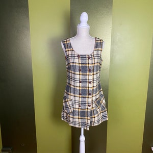 Vintage 1960’s plaid double breasted mini dress, size small