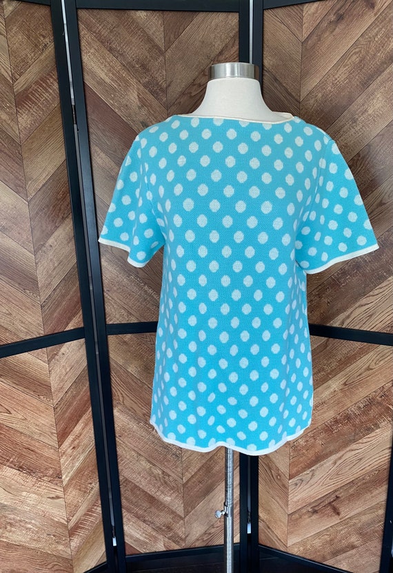 Vintage 1960’s teal blue and white polka dot short