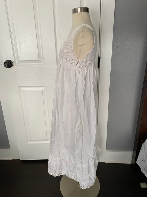 Antique 1900s white cotton nightgown with crochet - image 4