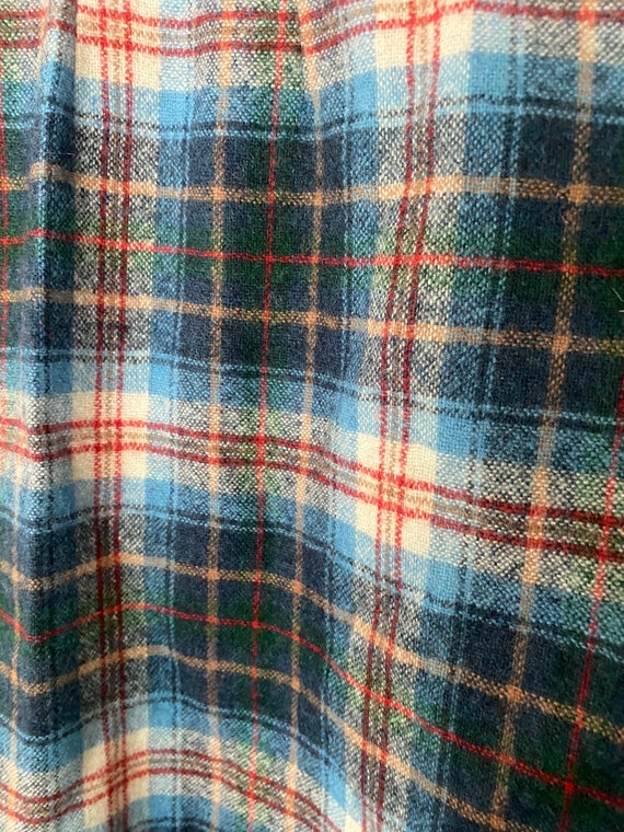 Vintage 1960’s 1970’s blue plaid wool skirt - image 5