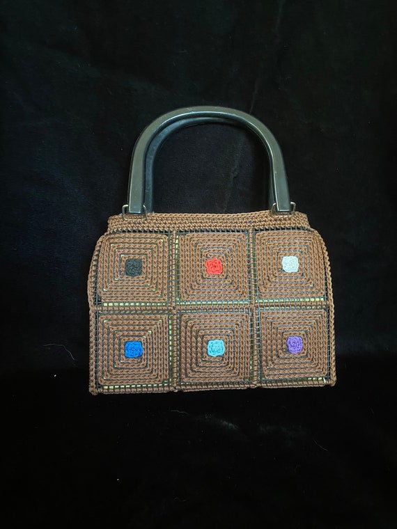 Vintage 1990’s y2k mini brown cord top handle bag,