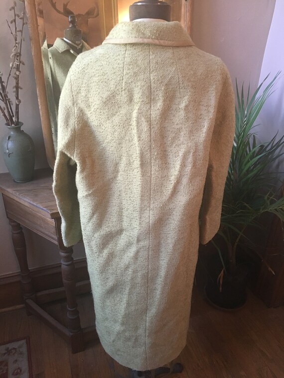 Vintage 1960's Light Green Wool Coat, size medium - image 8