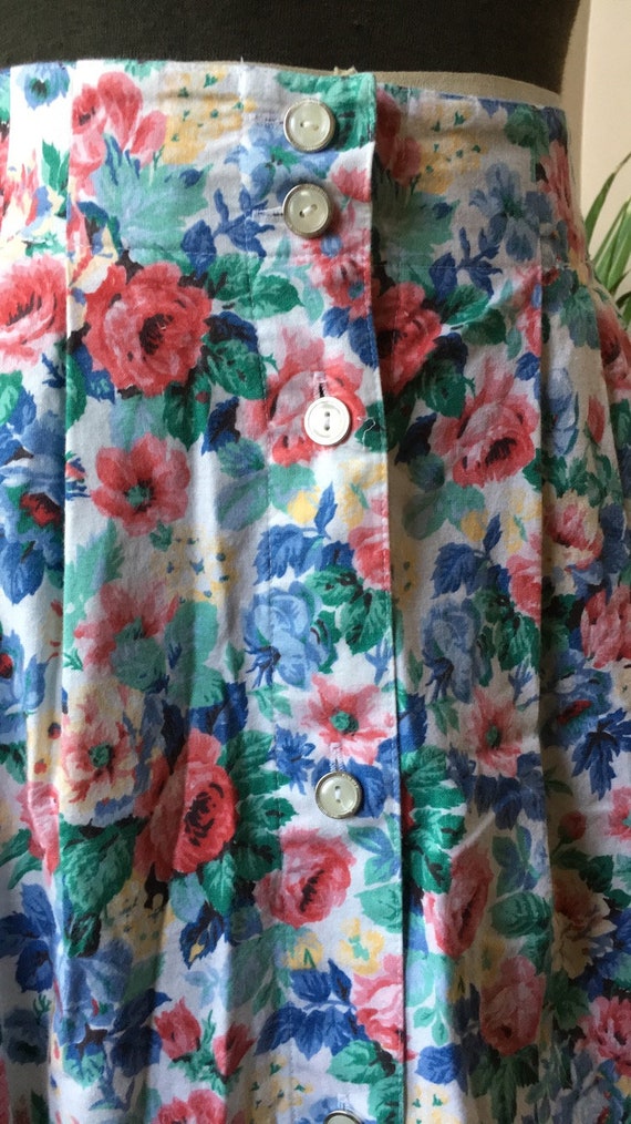 Vintage 1980's Colorful Pastel Floral Button Up S… - image 3