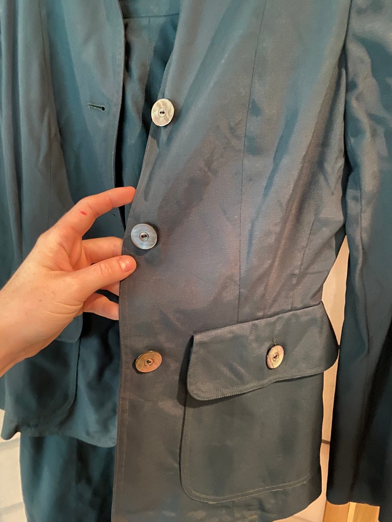 weather match by Bobbie brooks Vintage 1940\u2019s forest green blazer and skirt suit set