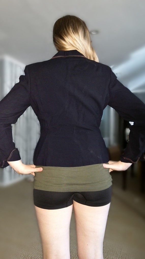 Vintage 1940's Navy Blue Blazer Jacket, Size Small - image 3