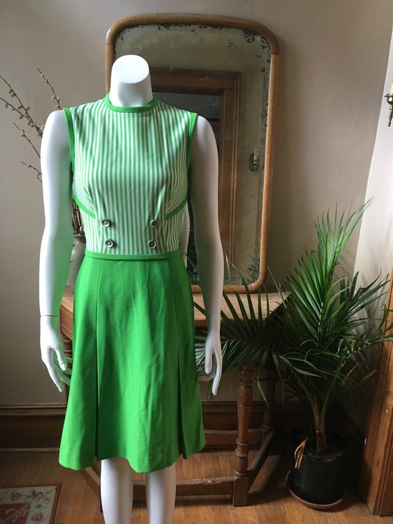 green white striped dress