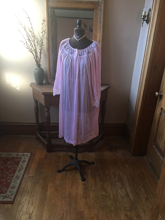 Vintage 1960s Light Pink Sheer Nightie, Pajamas, … - image 1