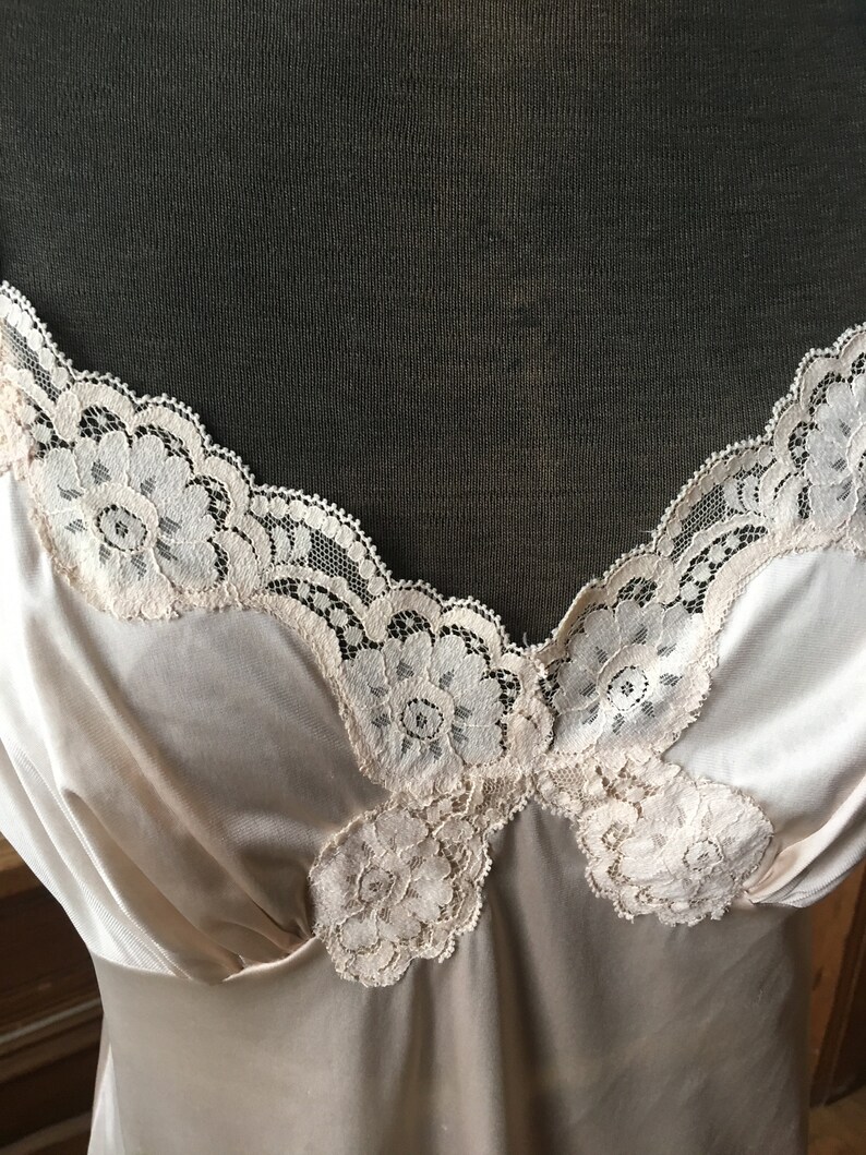 dress Vintage 1960/'s70/'s beige cream lace full slip size medium