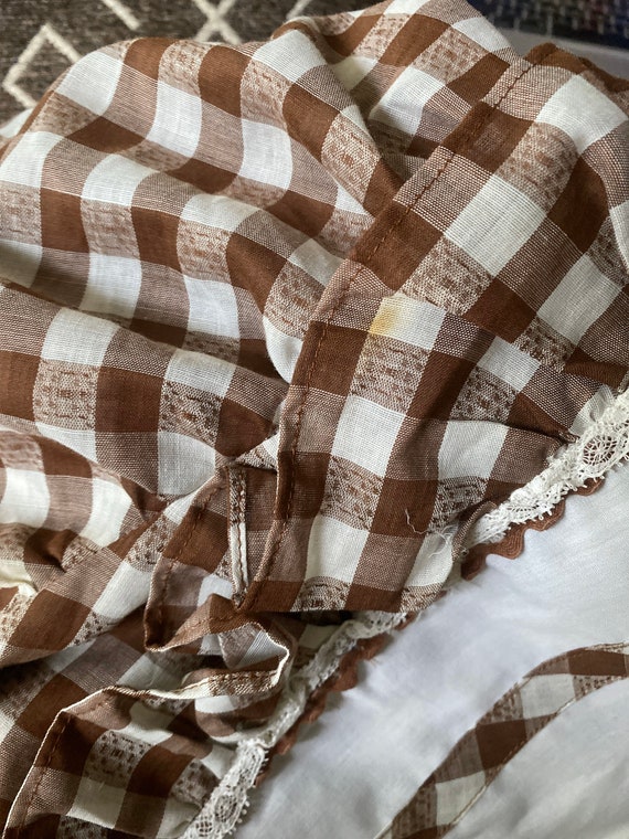 Vintage 1970's Brown and White Gingham Square Dan… - image 6