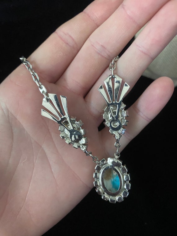 Vintage 1960’s silver and turquoise formal rhines… - image 4