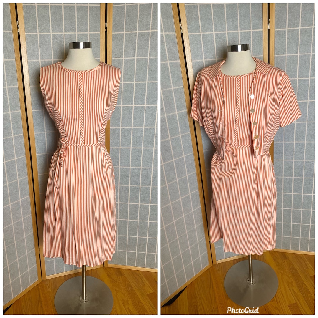 Vintage 1960's Nelly Don Creamsicle Orange and White Stripe Dress