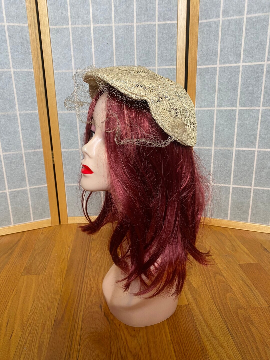 Vintage 1940s Cream Lace Fascinator With Birdcage Veil Etsy