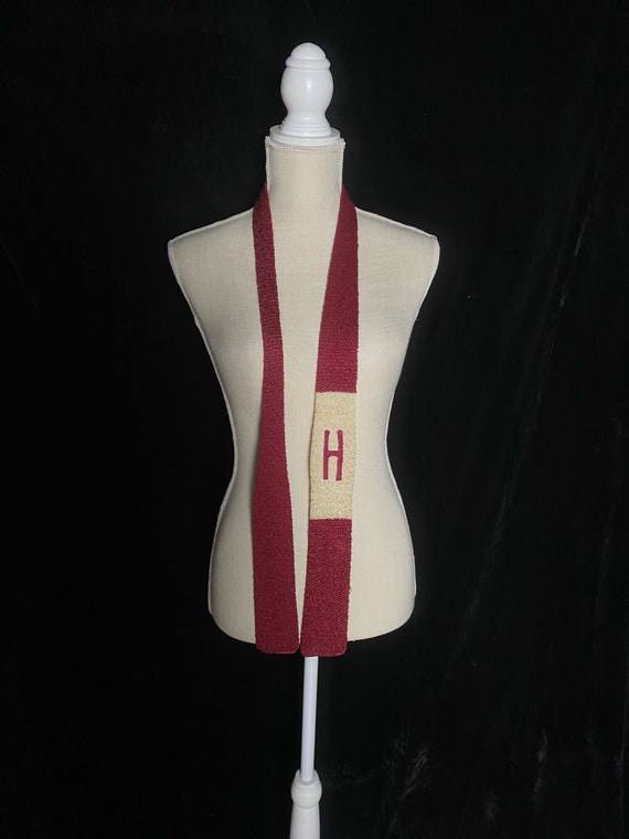 Vintage 1940’s/50’s red maroon and white square kn