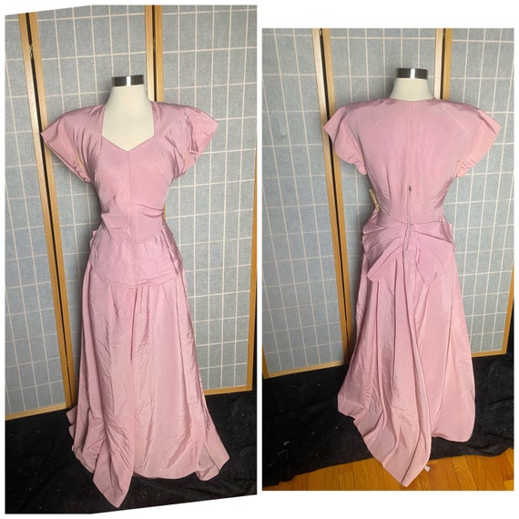 Vintage 1940’s light pink full length formal gown… - image 1